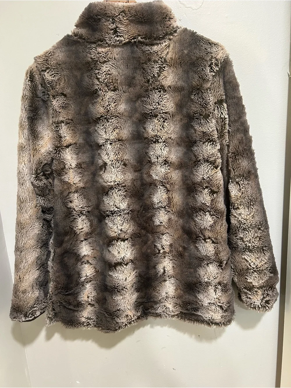 Simply Southern Brown Plush Faux Fur Quarter Zip Pullover Small